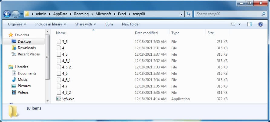 Figure 10. msword.exe contents