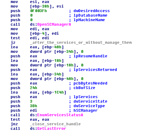 FIGURE 13. OPEN THE SERVICE MANAGER AND ENUMSERVICESTATUSD