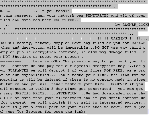 FIGURE 20. EXAMPLE REDACTED RANSOM NOTE