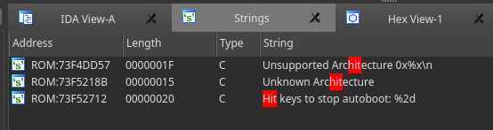 図 30. 「Hit keys to stop autoboot」の文字列検索