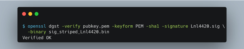 Using the signature to verify the update binary