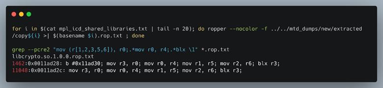 Ropper gadgets and gadget regex.