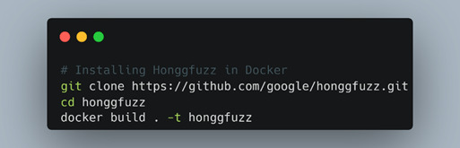 Docker コンテナー内で Honggfuzz をビルドします。