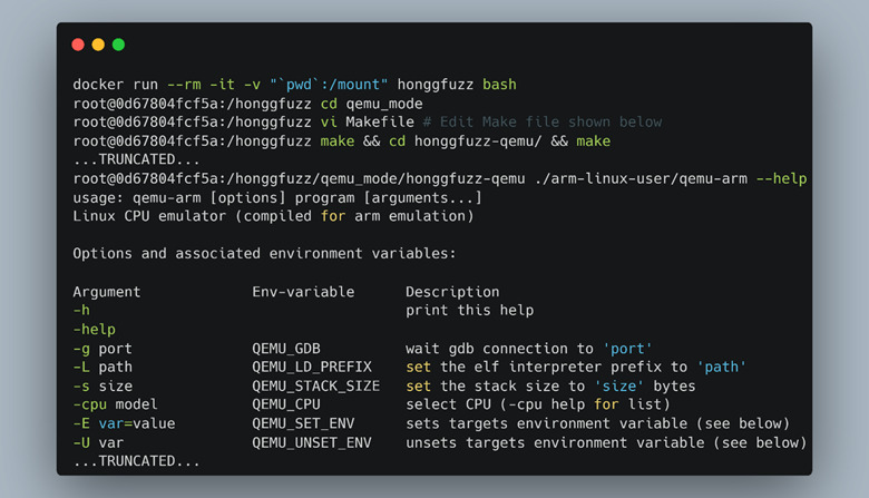 Building Honggfuzz Qemu, for blackbox fuzzing