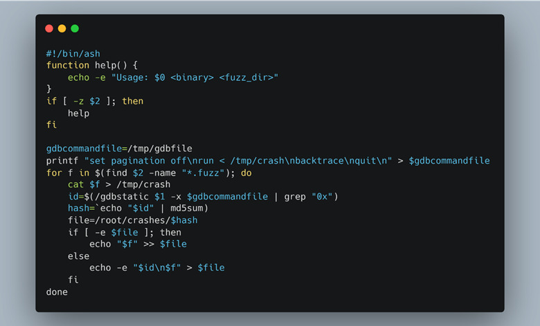 A simple script using GDB to identify unique crashes.