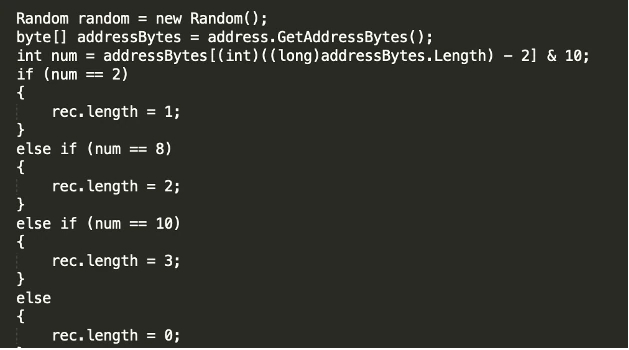 Figure 11 DGA code example
