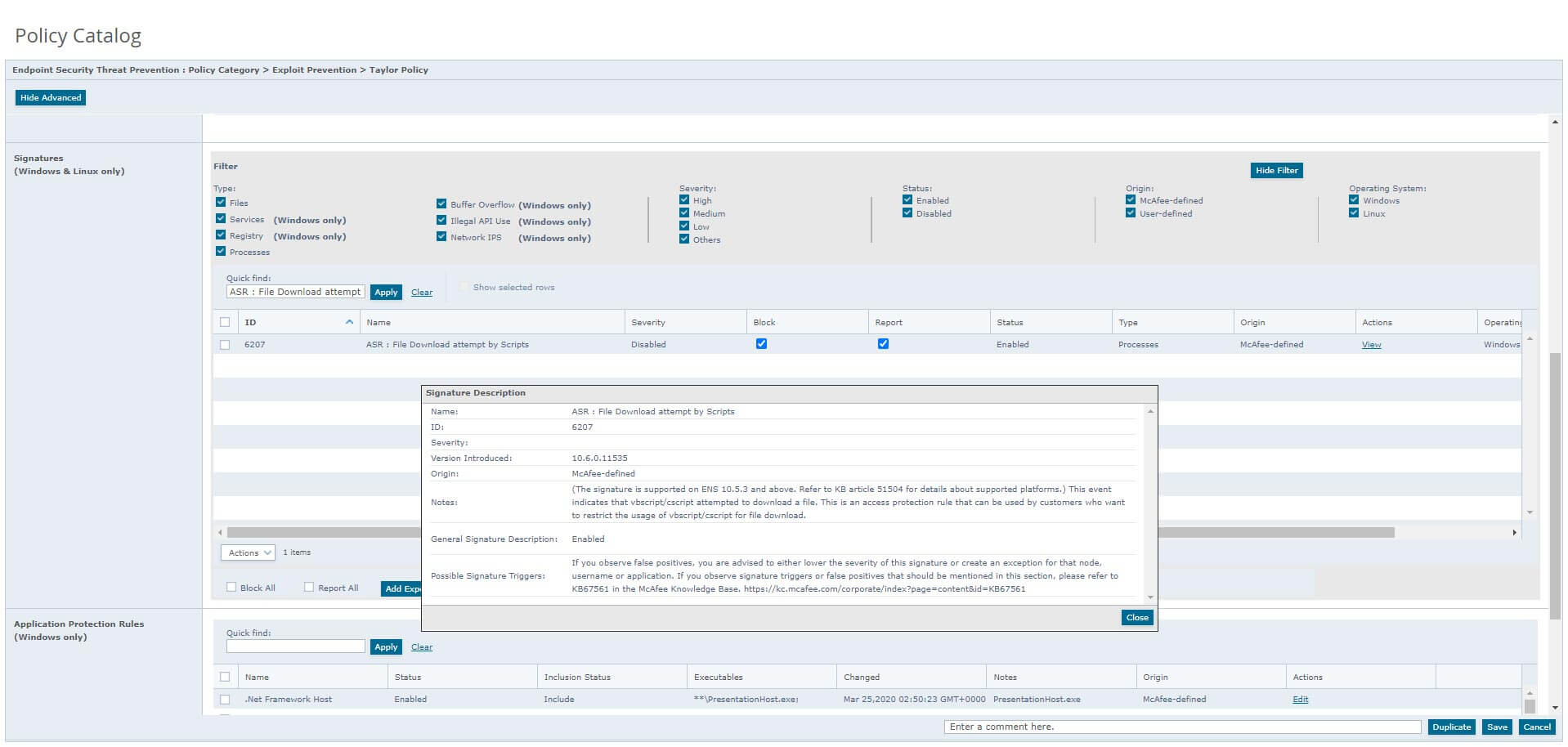 Figure 3. Exploit Prevention Rule in ePolicy Orchestrator/MVISION ePO