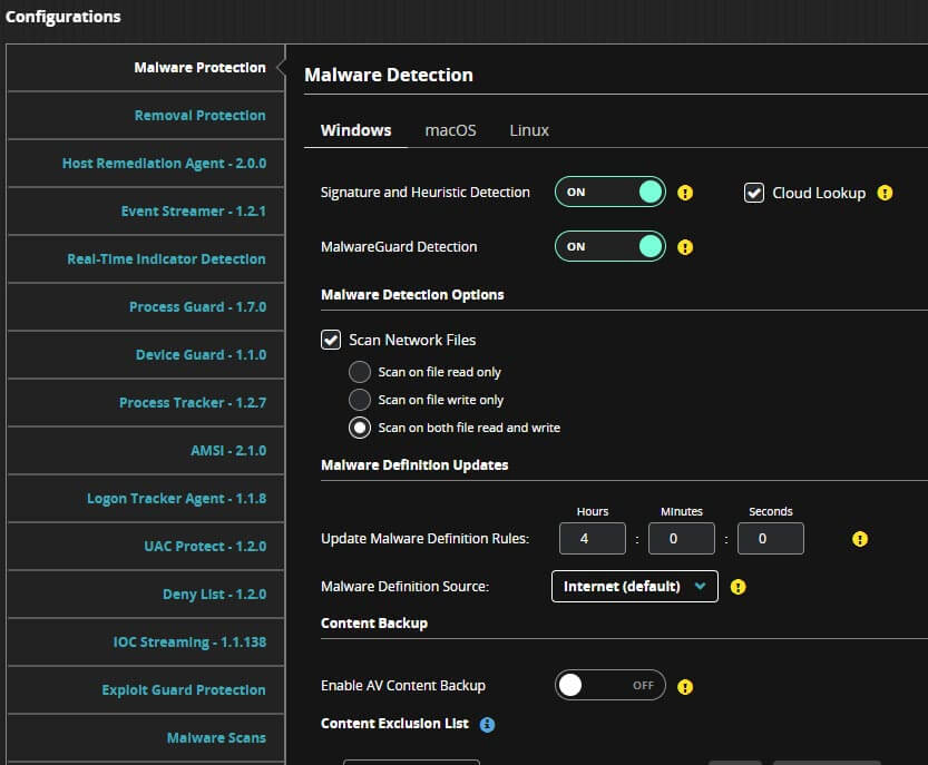 Figure 8: Trellix Endpoint Security (HX) policy configuration 