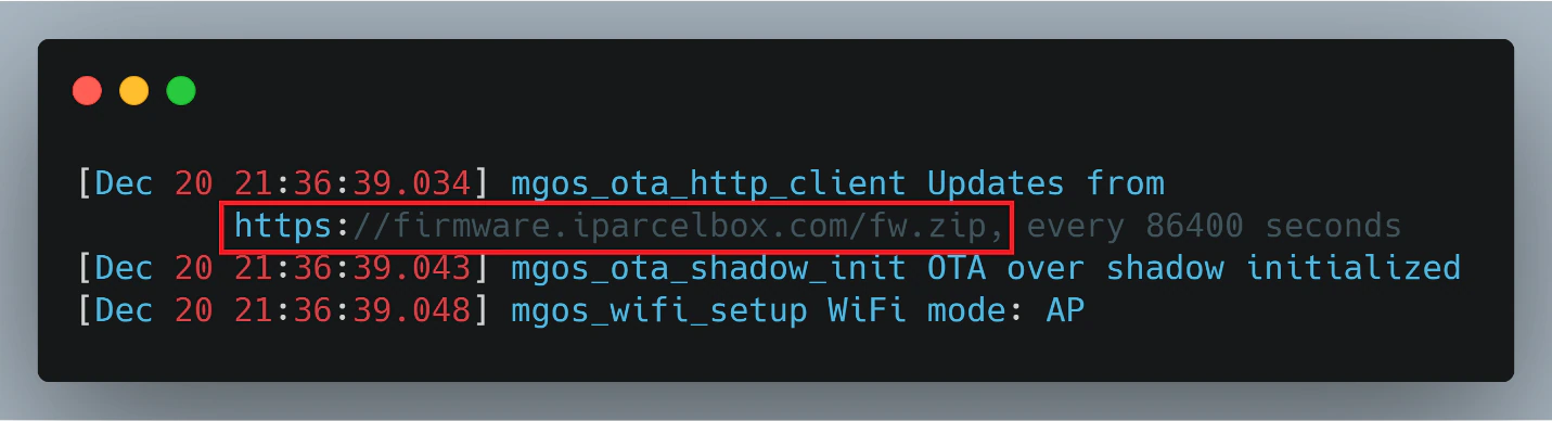 Figure 11. Firmware URL from boot log