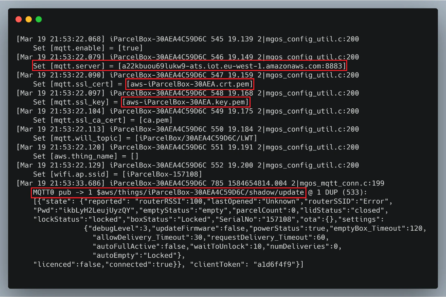 Figure 22. UDP Log file