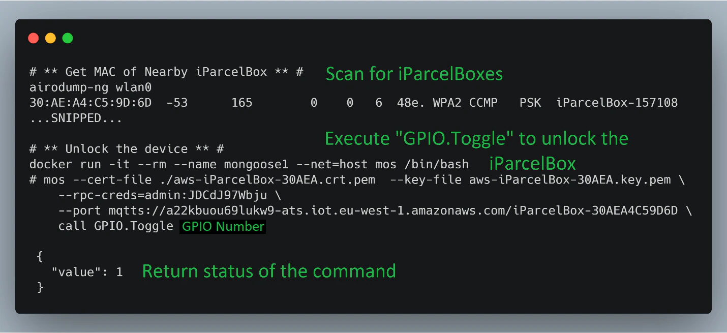 Figure 25. Scanning for iParcelBoxes and Controlling them with RPC