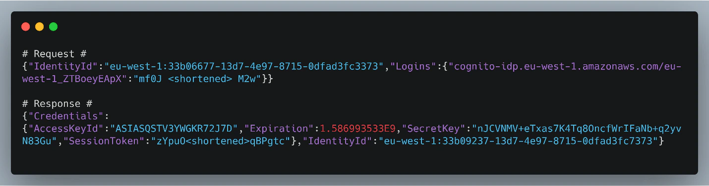 Figure 27. Cognito Credential SSL Network Capture
