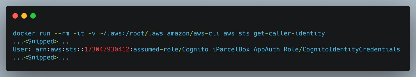 Figure 29. AWS-CLI docker command