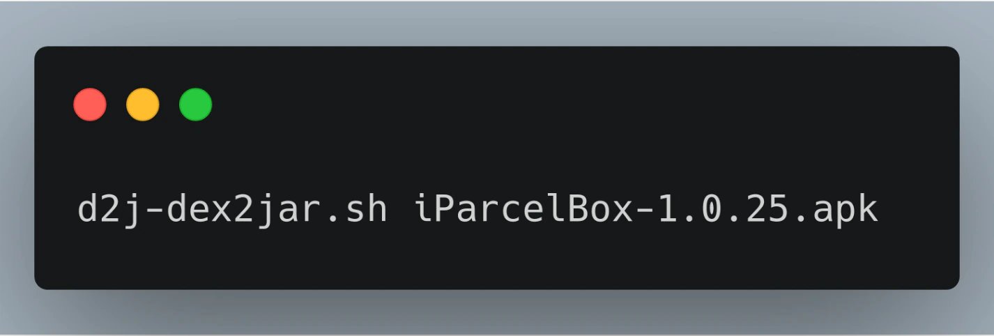 Figure 5. Dex2Jar Command