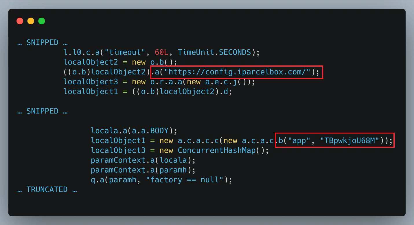 Figure 6. Disassembled Code pulled from APK