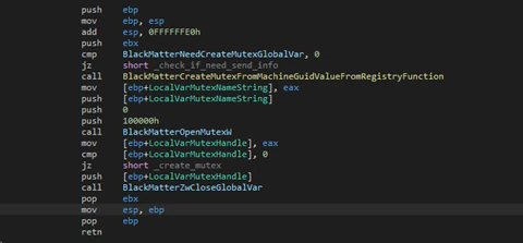 Figure 16. Creation of the mutex to avoid multiple instances