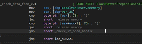 Figure 20. Checking for a reply from the C2 after sending