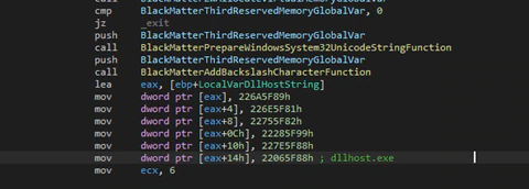 Figure 8. Decryption of the string “dllhost.exe”