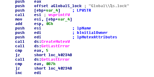 Figure 5. Creating a special mutex instead of a special lock file.