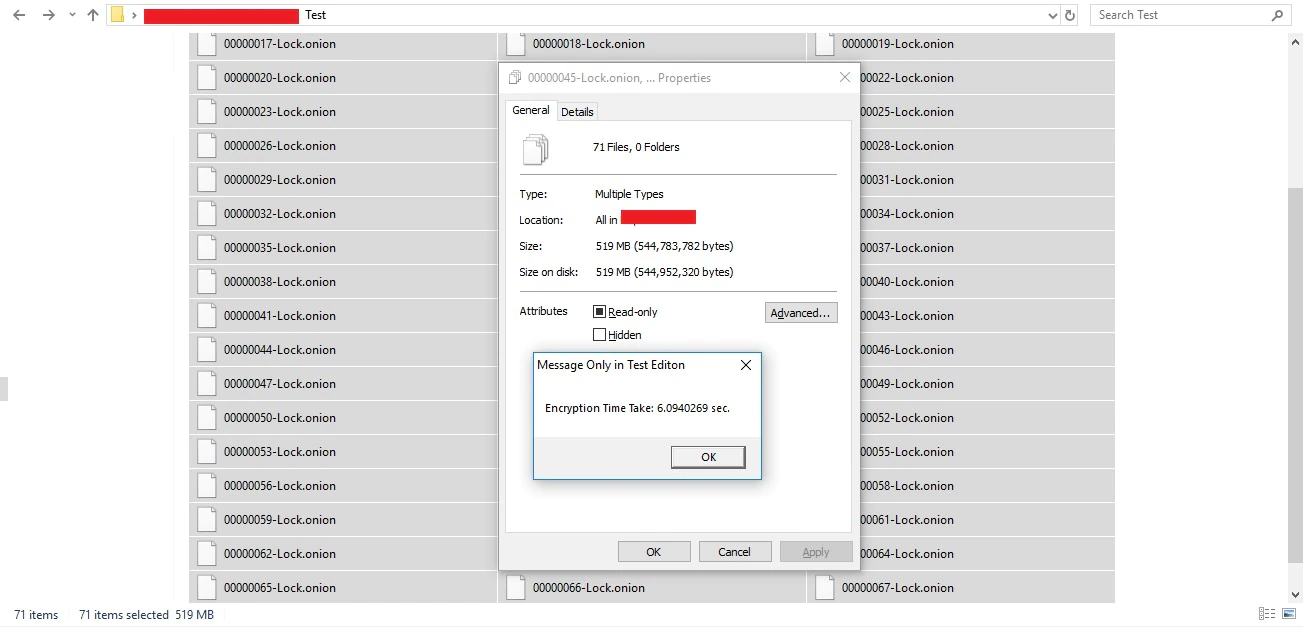 Figure 5. Kraken ransomware in action.