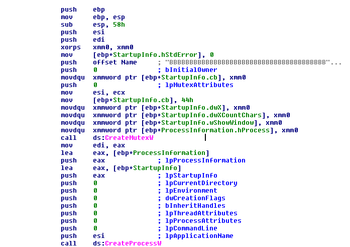 Figure 13. Creating the new mutex and relaunching the process.