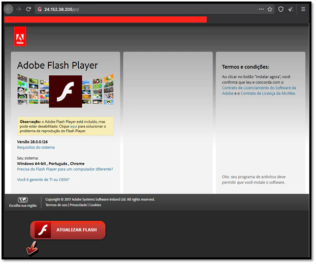 Figure 13. Fake Flash website used to download fake Flash installer