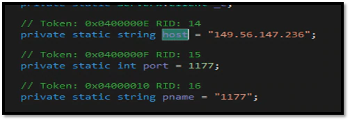 Figure 17. Functions and C2 configuration from ransomware sample