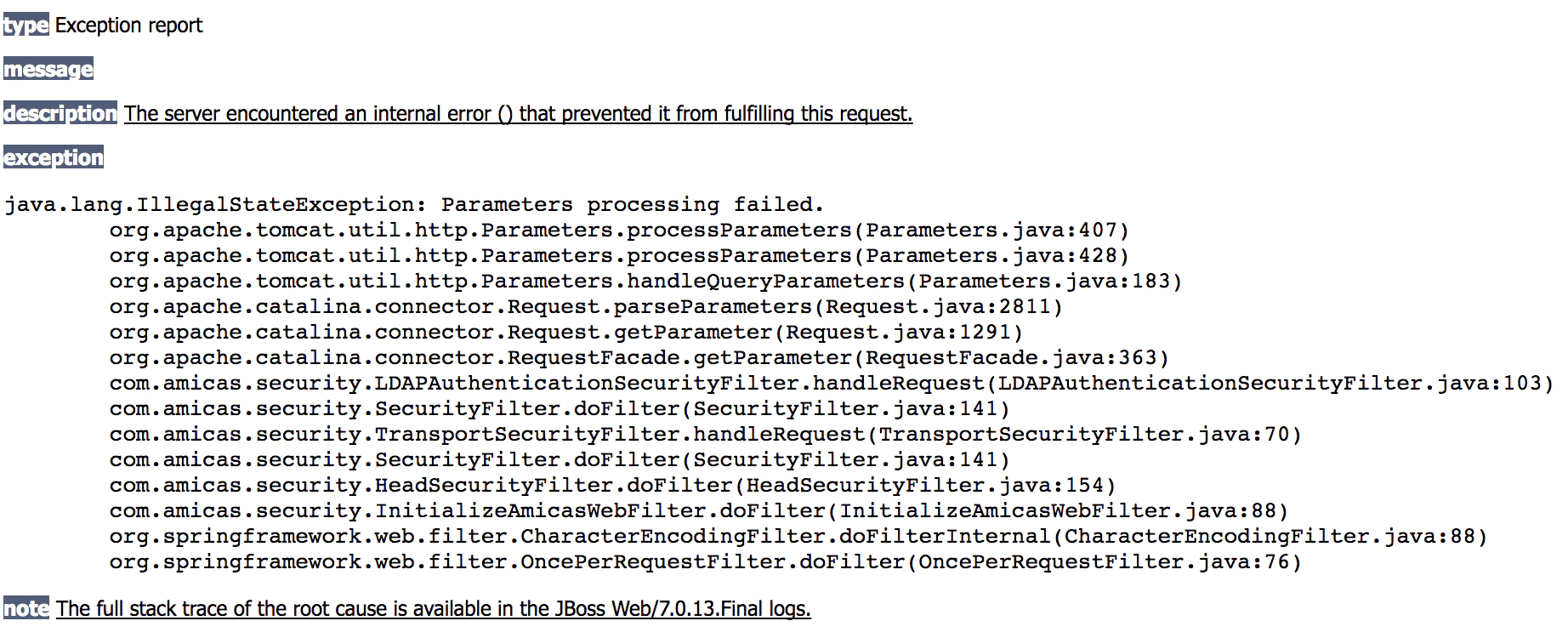 Figure 3. A stack-trace error..