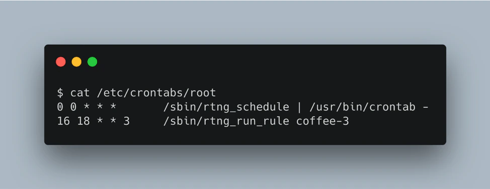 Figure 2. Root crontab entry