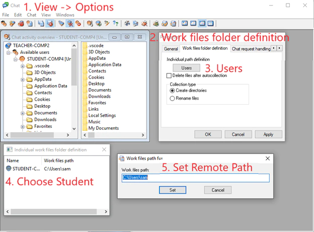 Figure 20: Changing the remote student path from a teacher’s client