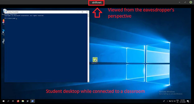Figure 4: Image of student’s desktop captured from Driftnet over the network