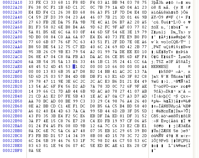 The HERMES marker clearly visible within the file