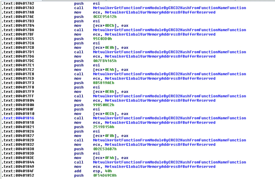 Figure 10. Get functions from module, e.g. using a CRC32 hash