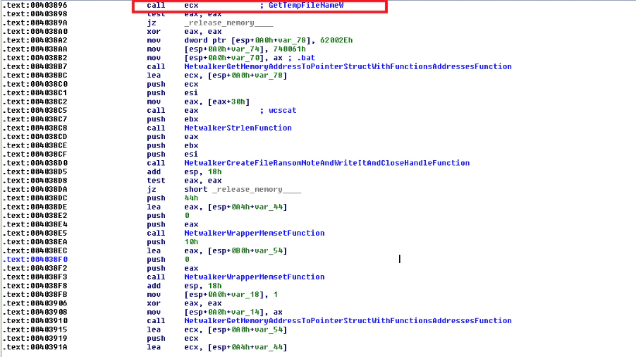 Figure 17. Get Temp path and make a temporary file as a bat and launch it