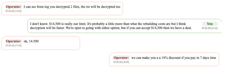 Figure 18. Conversation with NetWalker operators