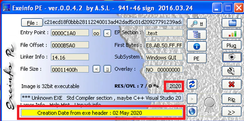 Figure 7. Information sample of the malware