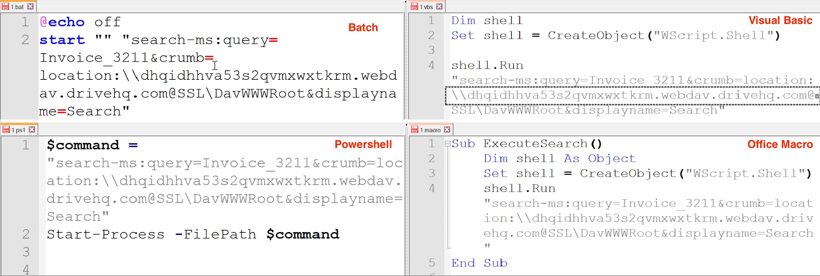 Figure 21: Execution of search ms query using different file types