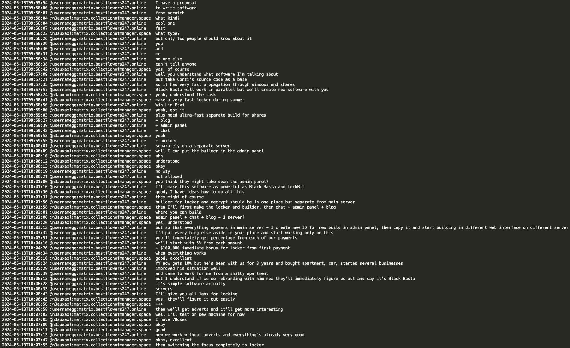 Figure 30: GG discussing with mecor their new ransomware and the terms of
collaboratio