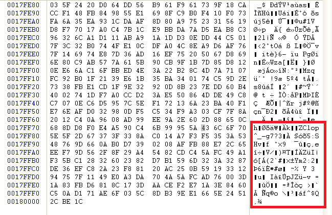 FIGURE 11. Filemark in the crypted file and key used ciphered