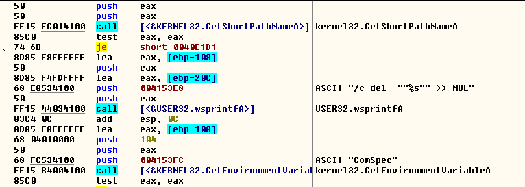 FIGURE 5. Deletion of the malware itself