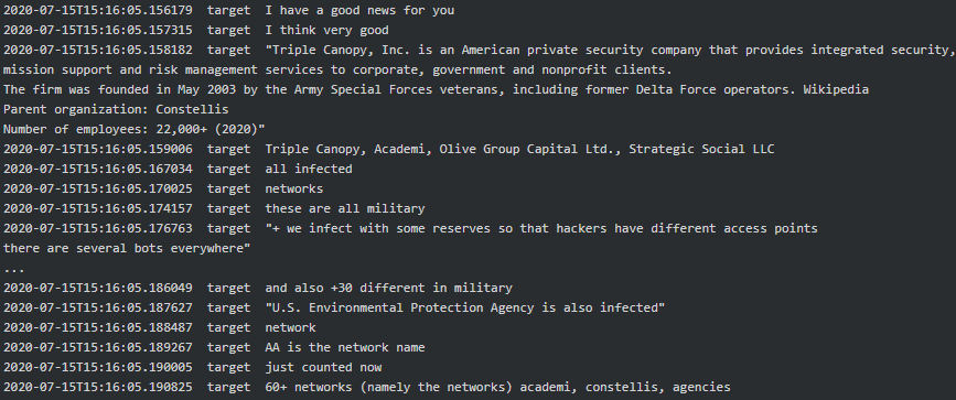 Figure 18. Target to Stern about 30+ military companies they infected