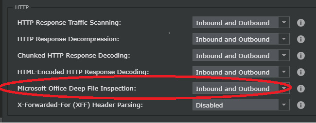 Policy configuration to enable MS Office Deep File Inspection