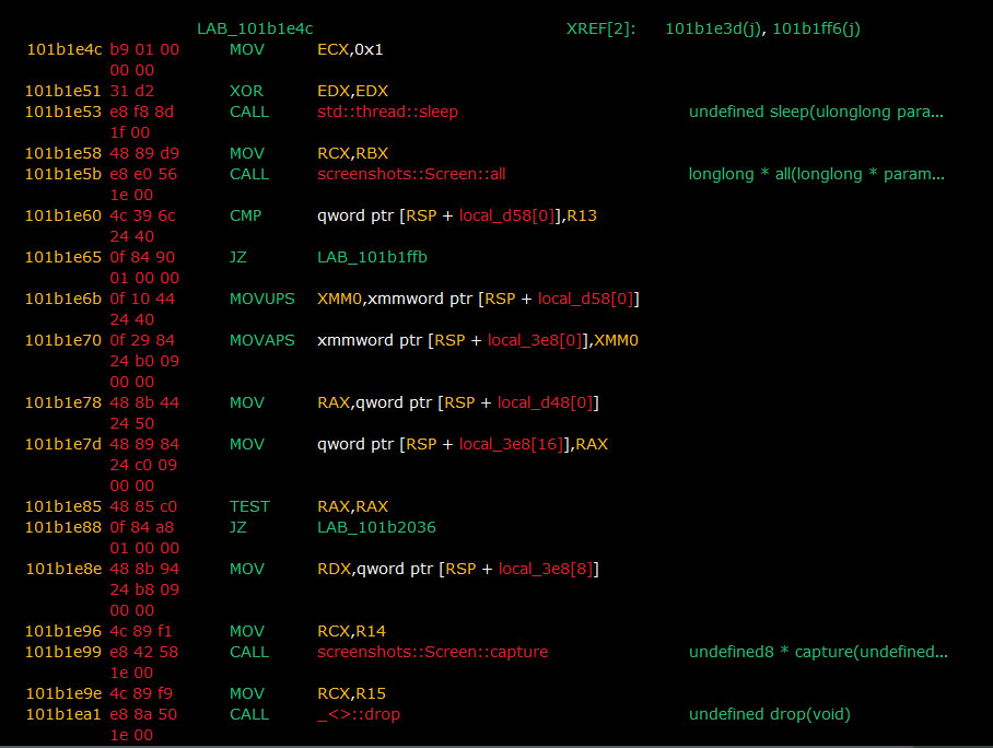 Figure 14: Screenshot functionality observed
(md5: a0c574b210b9a42134ae055c180750c1
)