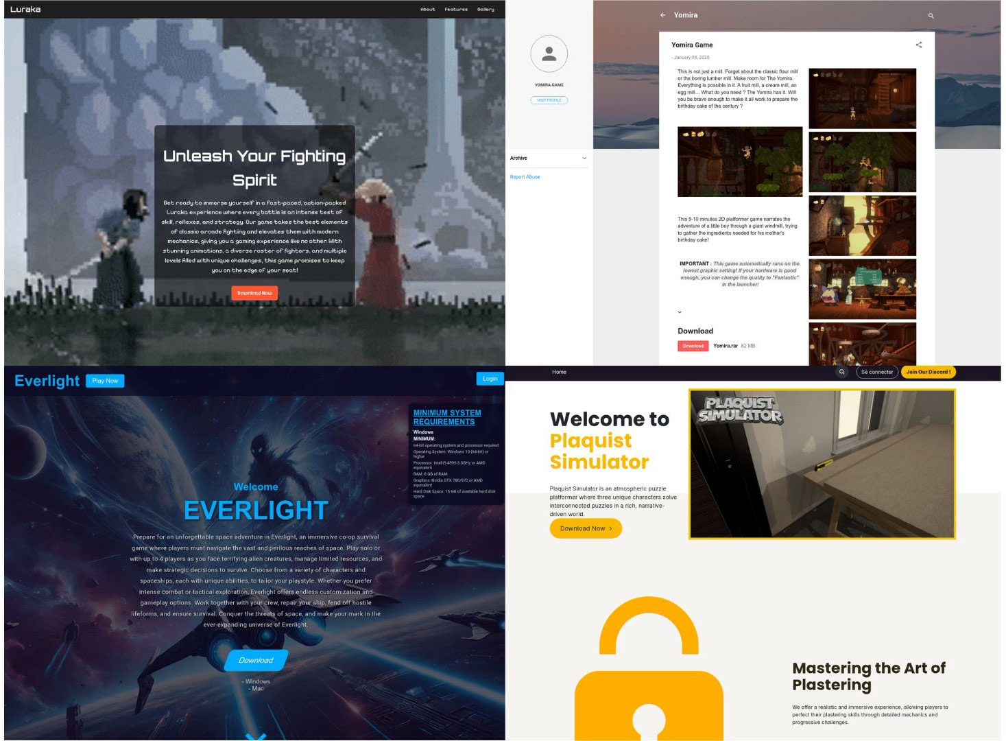 >Figure 3: Various fake game websites
distributing Myth Stealer.
