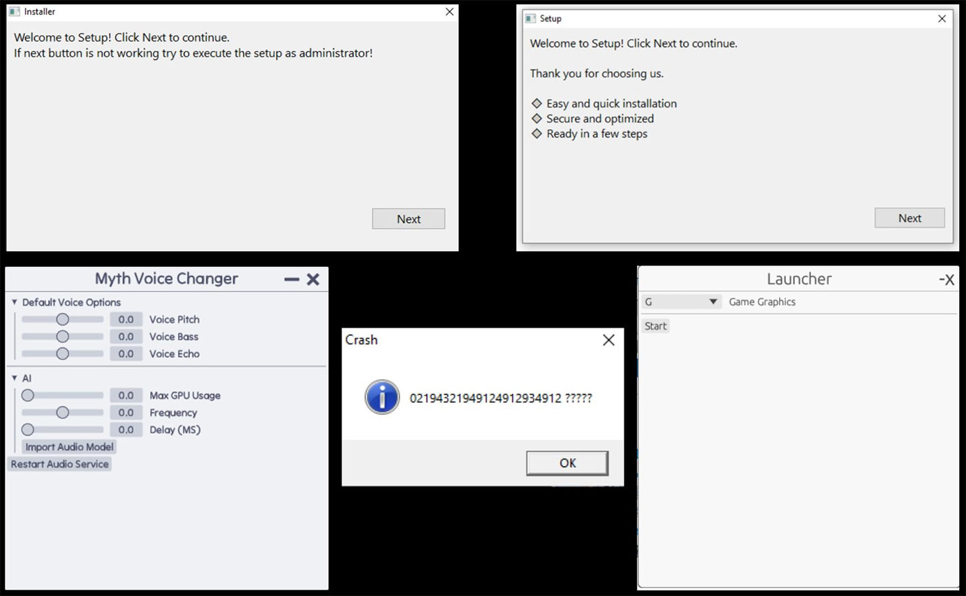 Figure 5: Some of the fake windows displayed
by the loader.