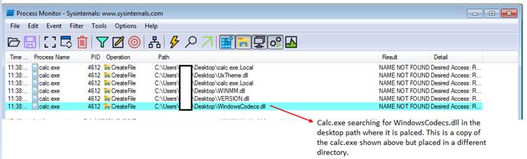 Calc.exe sideloading windowscodecs.dll