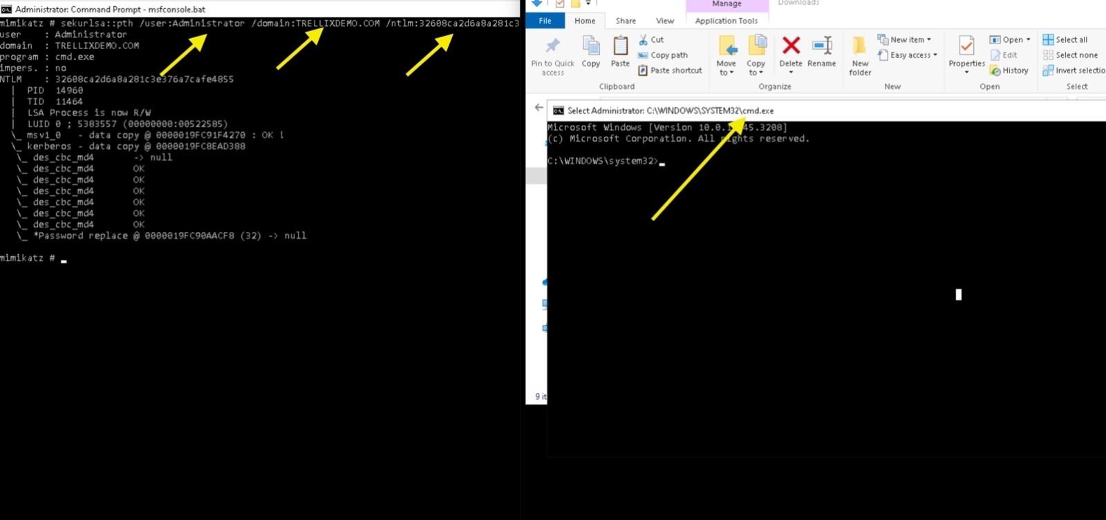 Figure 17 : Pass-the-Hash using Mimikatz